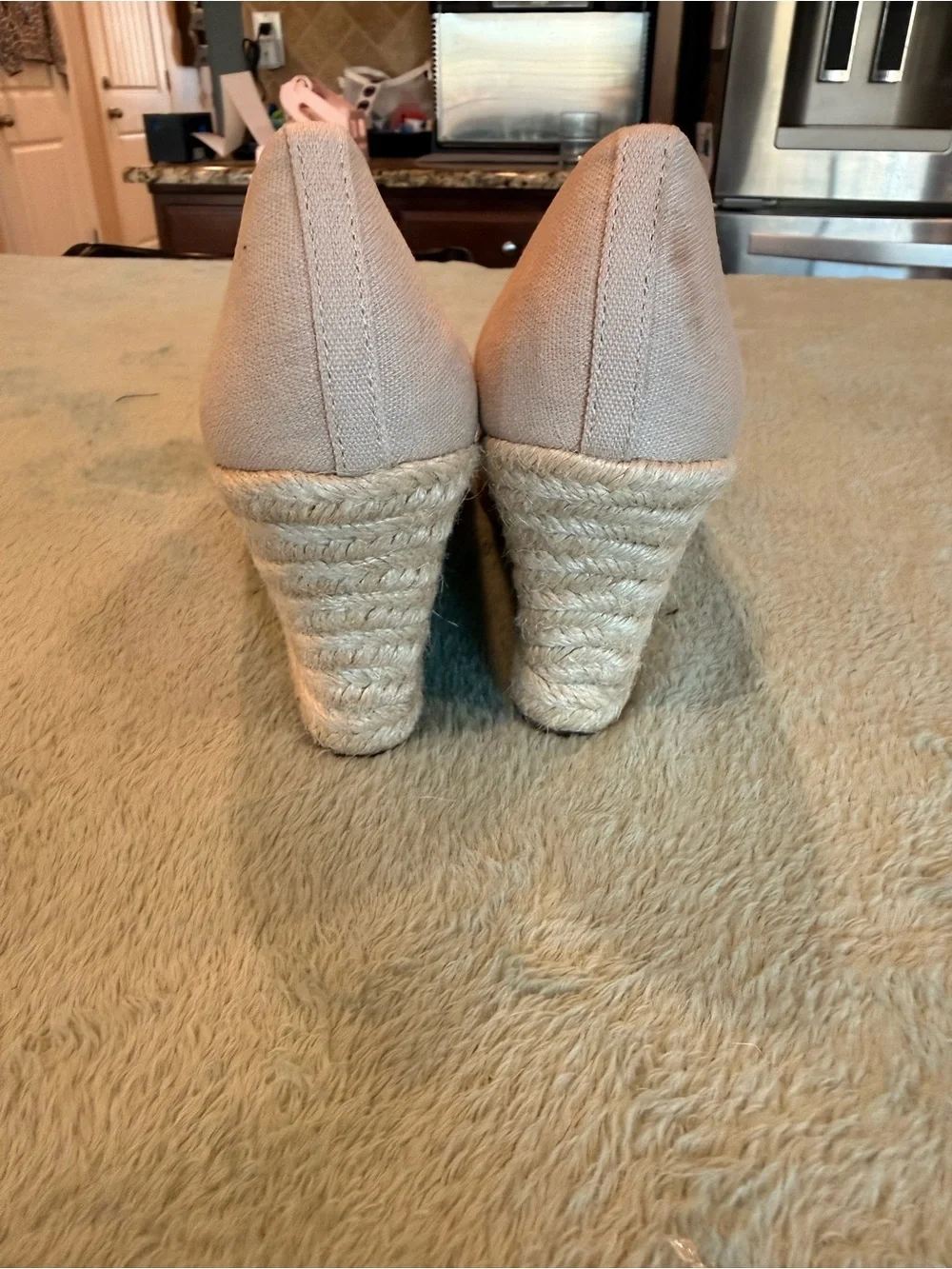 J.Crew Espadrille Wedge Heels Nude Canvas Rope Platform Size 7.5